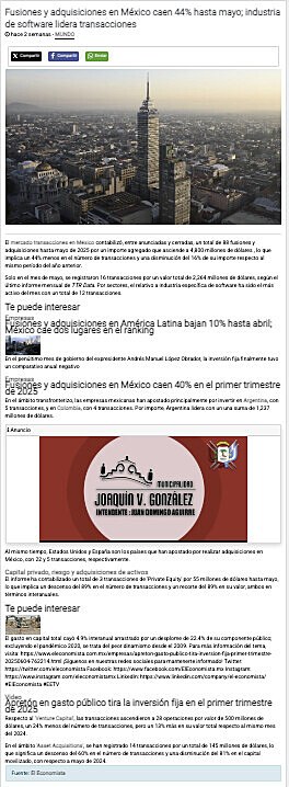 Fusiones y adquisiciones en Mxico caen 44% hasta mayo; industria de software lidera transacciones